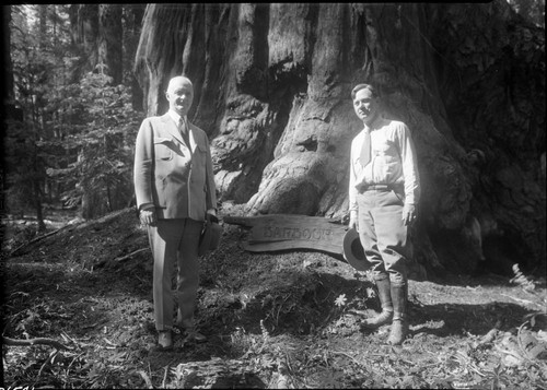 Dedications and Ceremonies, NPS Individuals, Congressman Barbour Tree. Barbour standing with Chief Park Ranger Ford Speigelmyre