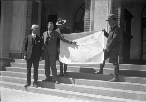 Dedications and Ceremonies, Dedication of Mt. George Stewart. L to R: George Stewart, Horace Albright, Larry Cook, Ford Spigelmyre