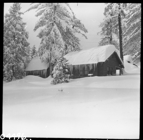 Winter Scenes, Grant Village in heavy snow. Record Heavy Snow. Buildings and Utilities