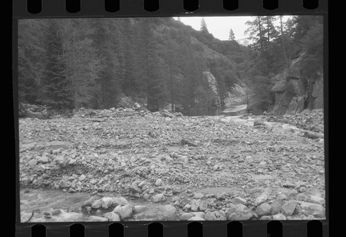 Flood and storm damage, damage to highway near Grizzly Creek