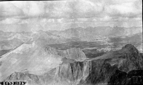 High Sierra Trail Investigation, view northwest from summit. Views from Mt. Whitney