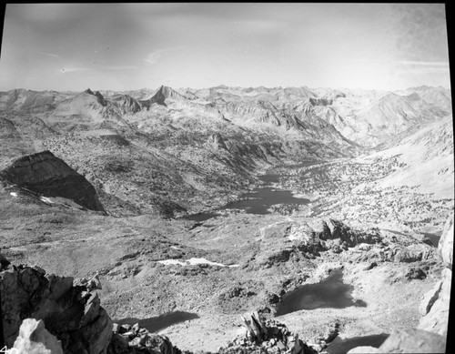 Rae Lakes Basin. View north from Glen Pass