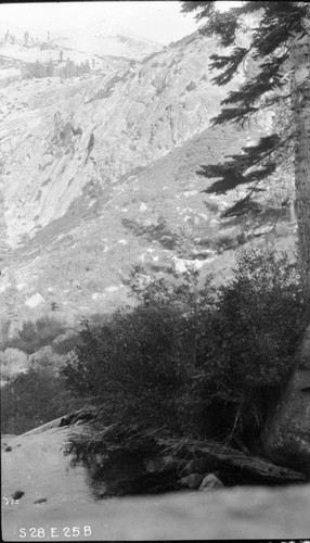 High Sierra Trail Investigation, NW from Lone Pine Meadow showing Elizabeth Pass Trail. Right panel of two panel panorama