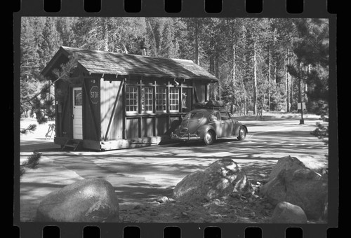 Buildings and utilities, old campground entrance station at Lodgepole