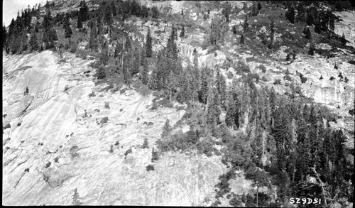 High Sierra Trail Investigation, west side of River Valley showing proposed route and some heavy work along granite slope