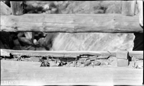 Construction, showing decayed condition of main girder of old Marble Fork truss bridge