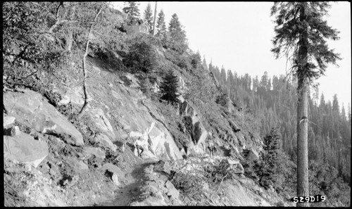 Construction, Trails, finished trail across rock face above station 247