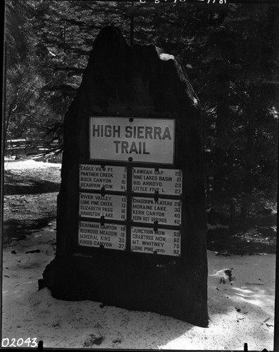 Signs, High Sierra Trailhead sign