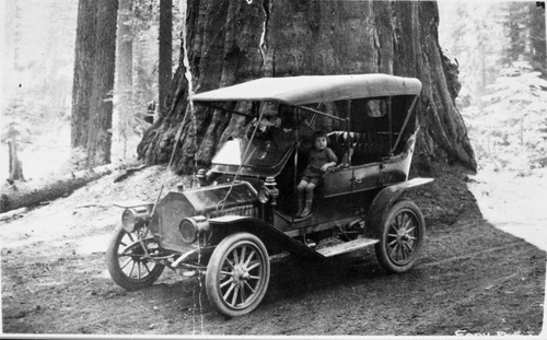 Vehicular Use, 1910 Grayline Buick. Driver John R. Lovely. Boy - John W. Lovely. Letter with print