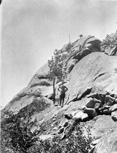 Buildings and Utilities, wooden steps on Moro Rock. Individuals unidentified