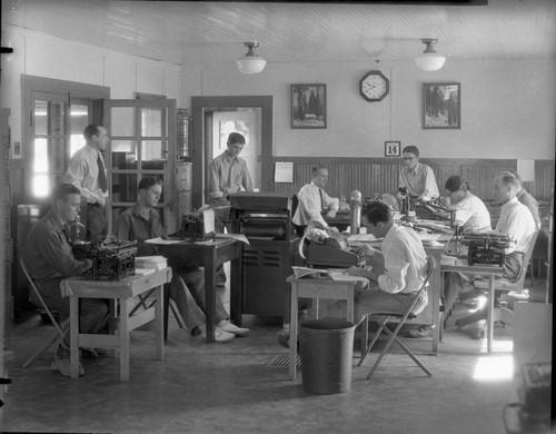 CCC, office boys at work. Dan J. Tobin in tie