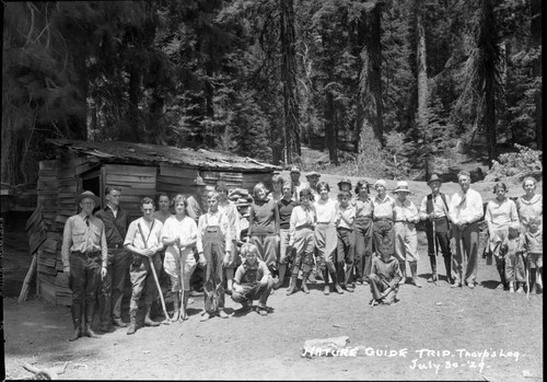 Interpretive activities, conducted trip by Frank Been on left, Tharp's log, Misc. groups