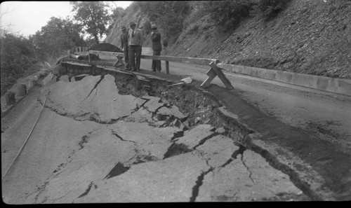 Floods and Storm Damage, slide on Generals Highway. Individuals unidentified