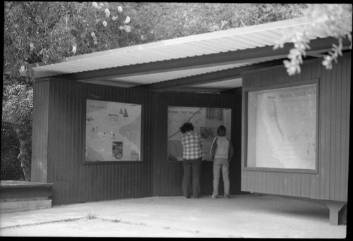 Exhibits, Interpretive Activities, Visitors looking at Indian exhibits at Hospital Rock