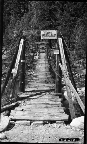 Bridges, trail bridge near Kern Ranger Station, Signs