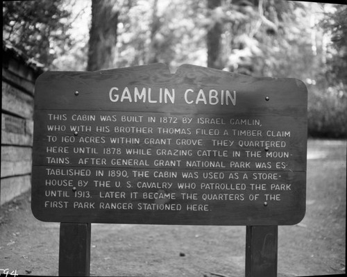 Signs, Interpretive sign at Gamlin Cabin