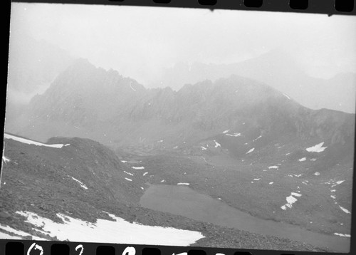 Foresters Pass, Aerial view. Trails. Shows switchbacks on trail