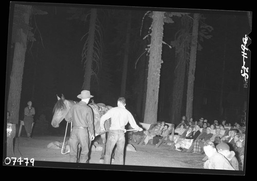 Interpretive Activities, Burro packing demonstration, Ranger James Blee, with James Leake