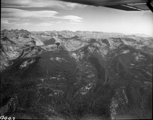 Meadow Studies, air photo, Deadman Canyon, Barton pk, East and West forks of Ferguson Ck. Forms part of Panorama 07943-5 + 7. Field notebook pg 1109. Glaciated Canyons