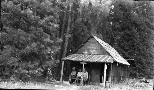 Ranger Stations, Old Redwood Meadow Ranger Station. L to R: Clarke Rice, Jim Livingston, Clarence Fry