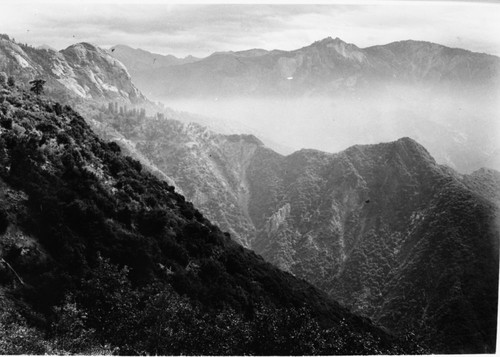 Air Pollution, Ridges - Deer Ridge, Middle Fork Kaweah River Canyon, inversion layer in canyon