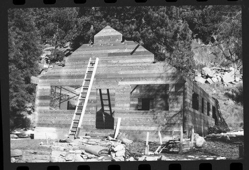 Construction, Ranger Stations, Maintenance Activities. New Ranger Station being built on site of old U.W. Forest Service station