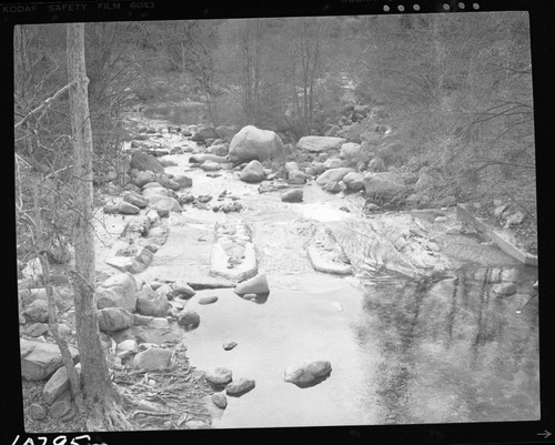 Marble Fork Kaweah River, Photo shows old bridge foundation