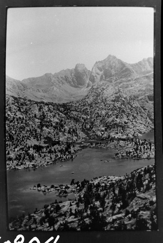 Rae Lake, Misc. Peaks, Subalpine Forest Plant Community. Dragon Peak and Dragon Lake Cirque from Fin Dome Ridge