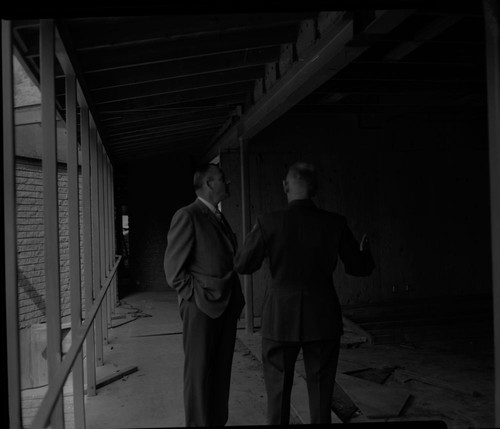 Construction, Director George Hartzog and Superintendent Davis inspecting new Administration Building. Cross-filed NPS Individuals