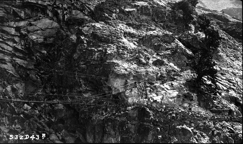 Construction, bridges Hamilton Gorge area of High Sierra Trail, remarks: 3 picture panorama 01785-7, center panel of a three panel panorama