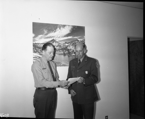 NPS Individuals, Park Superintendents, Ranger Dick McLaren with Supt. Frank Kowski