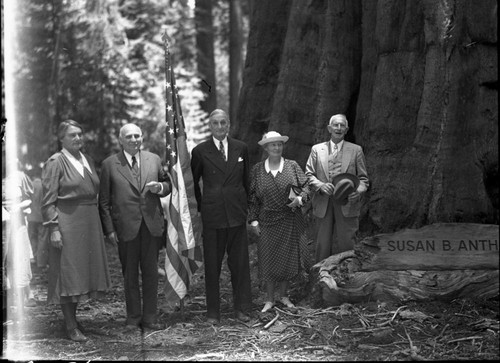 Dedications and Ceremonies, Susan B. Anthony Tree Dedication. Misc. Groups - informal gathering after dedication. Misc. Groups. Judge Walter Fry on right