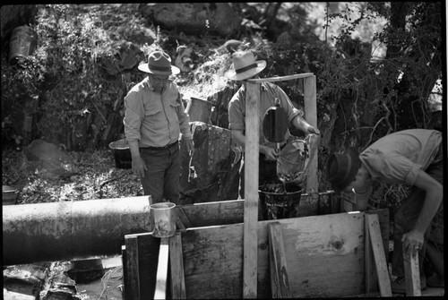 Misc. Resource Management Concerns, NPS individuals, fish, loading fish from rearing ponds, Nelson Culver, Clarence Fry