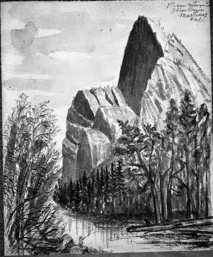 Maps and Graphics. John Muir drawing of Sentinel Rock