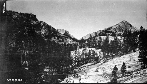 Trail routes, where Milestone Creek joins the Kern River, looking west. Lodgepole Pine Forest Plant Community