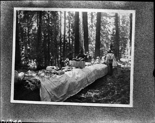 Dedications and Ceremonies, completion of Colony Mill Road to Giant Forest, 1903, from photo of Samual Pierce. Banquet celebration