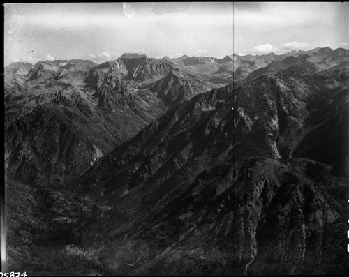 Middle Fork Kings River Canyon, above Simpson Meadow (aerial)