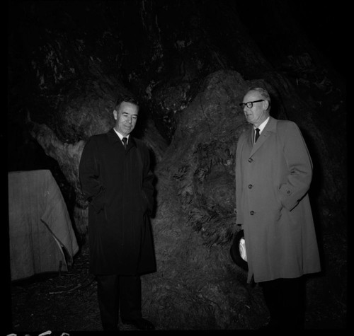 Nation's Christmas Tree Ceremony, 1959. Park Superintendents. Supt. John Davis on right. State Senator Howard Way on left