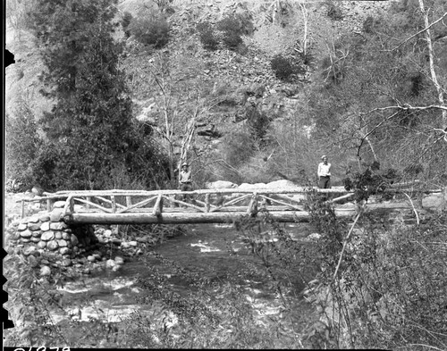 Bridges, bridge after completion, view downstream, Middle Fork Kaweah River, individuals unidentified