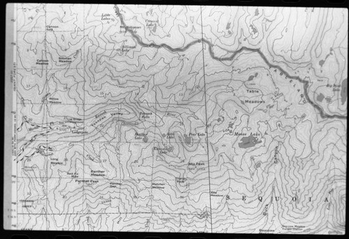 Maps and Graphics, Research Plots. Photo of topographic map showing area of Emerald Lake Acid Precipitation Study Site