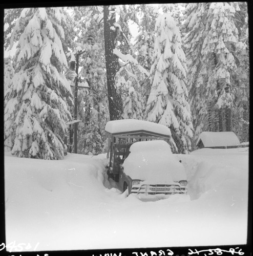 Winter Scenes, Grant Village in heavy snow. Record Heavy Snow. Buildings and Utilities. Vehicles and Equipment