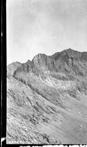 High Sierra Trail Investigation, Panorama of Nine Lake Basin (east to south). Trail Routes, Misc. Basins. Far left panel of a five panel panorama