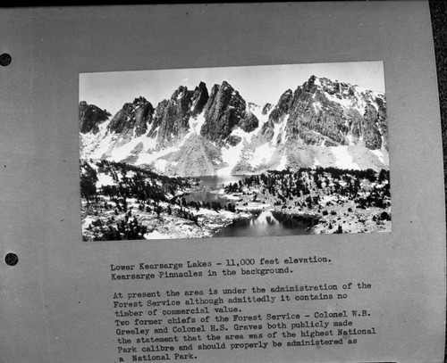 Misc. Lakes, Kearsarge Lakes. Ridges, Kearsarge Pinnacles