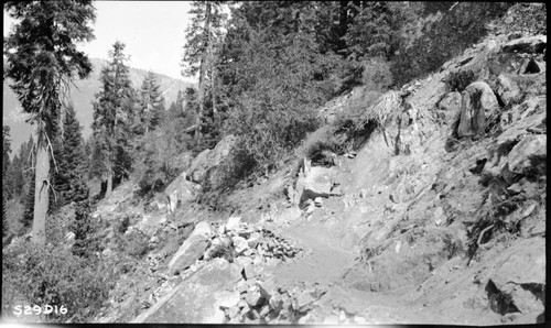 Construction, Trails, construction across rock slope, station 235