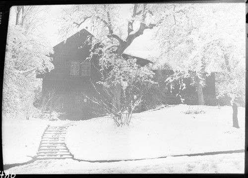 Winter Scenes, Ash Mountain Headquarters in snow. Buildings and Utilities