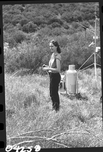 Foreign Visitors, Visiting student from England, Jane Whitaker, visiting the Elk Creek Acid Precipitation Study area