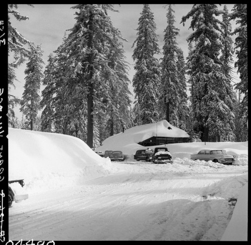 Winter Scenes, Grant Grove Village in snow, Concessioner Facilities. Vehicular Use