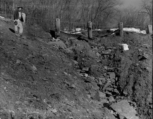 Floods and Storm Damage, Storm damage to highway. NPS Individuals, Bob Leake pictured