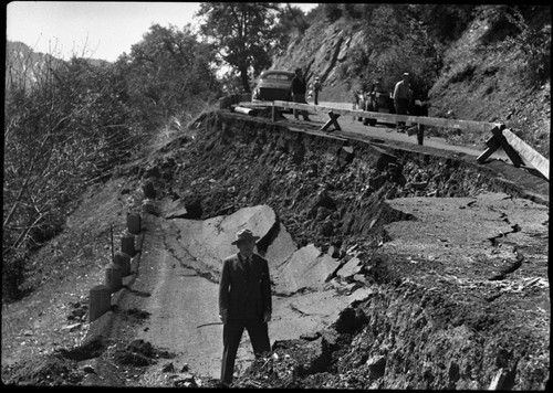 Floods and Storm Damage, slide on Generals Highway. Dan J. Tobin, Sr