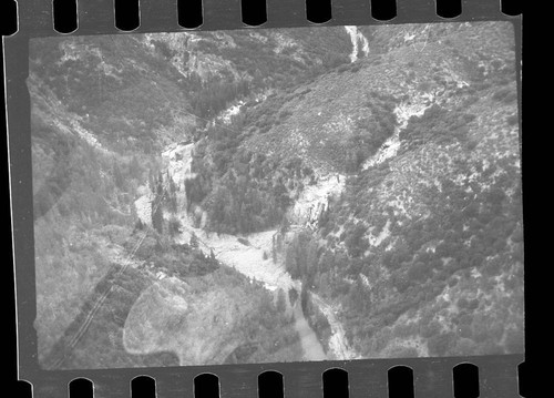 Flood and storm damage aerial view of canyon